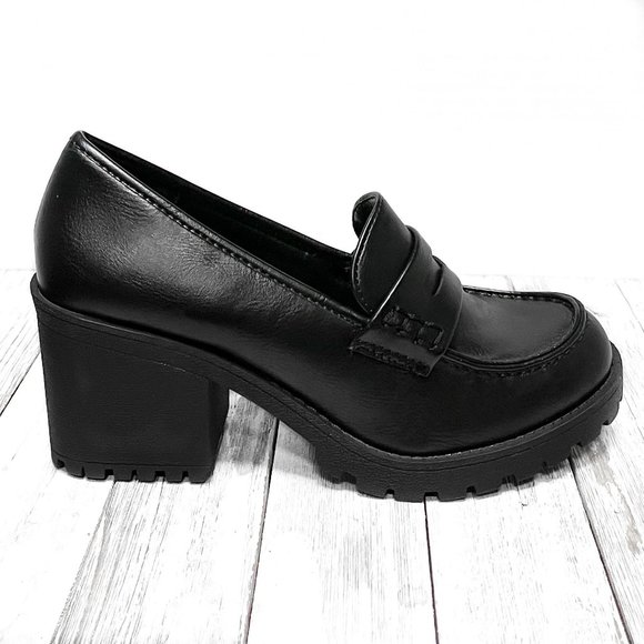 New Black Platform Penny Loafers Size 7 - Picture 3 of 5